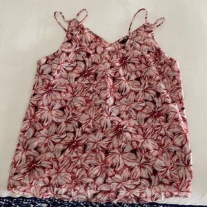 Floral print red and white tank, size small